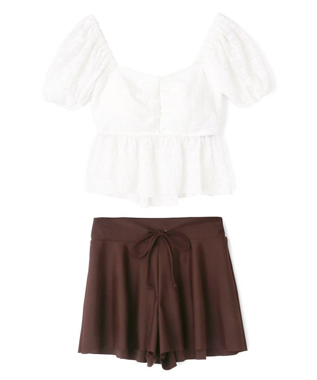 San-ai Resort（三愛水着楽園） 【SALE】３点セット水着　9M【San-ai Resort（サンアイリゾート）】 ホワイト×ブラウン