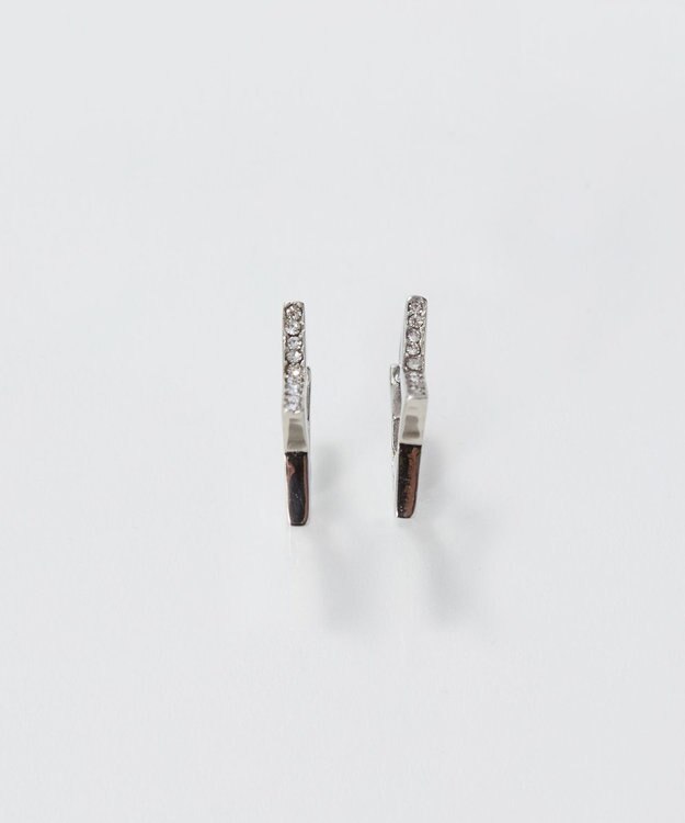 Phoebe 【金属アレルギー対応】ワンタッチライナースタービジューフープピアス　シルバー シルバー