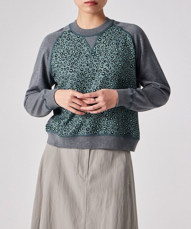 Paul Smith Horseshoe Leopard コンビ ニット グレイッシュブルー