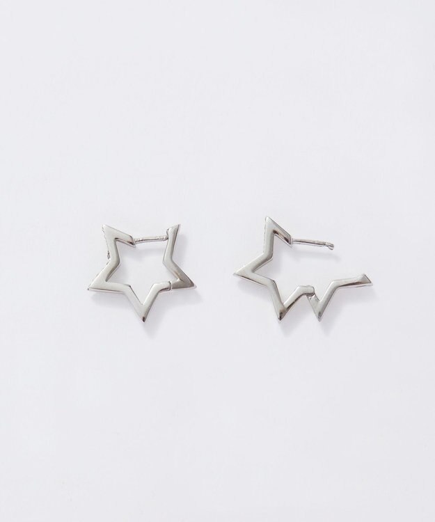 Phoebe 【金属アレルギー対応】ワンタッチライナースタービジューフープピアス　シルバー シルバー