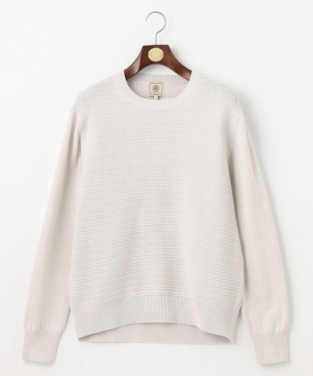 J.PRESS MEN ドライコットン シャドーボーダーニット ライトグレー系