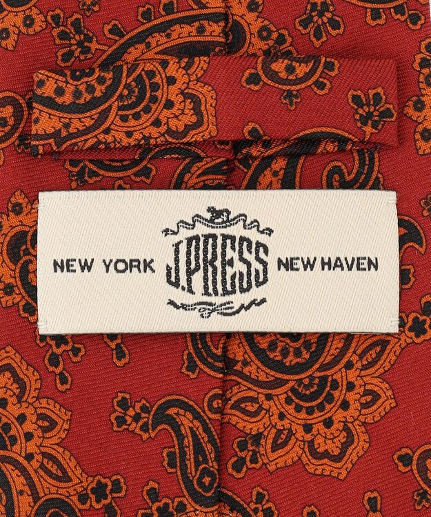 J.PRESS MEN オーバーダイペイズリーハンドプリント ネクタイ レッド系6