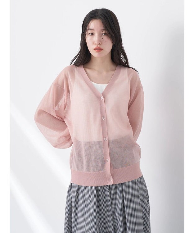 earth music&ecology ファンシーラメＶネックカーディガン Light Pink
