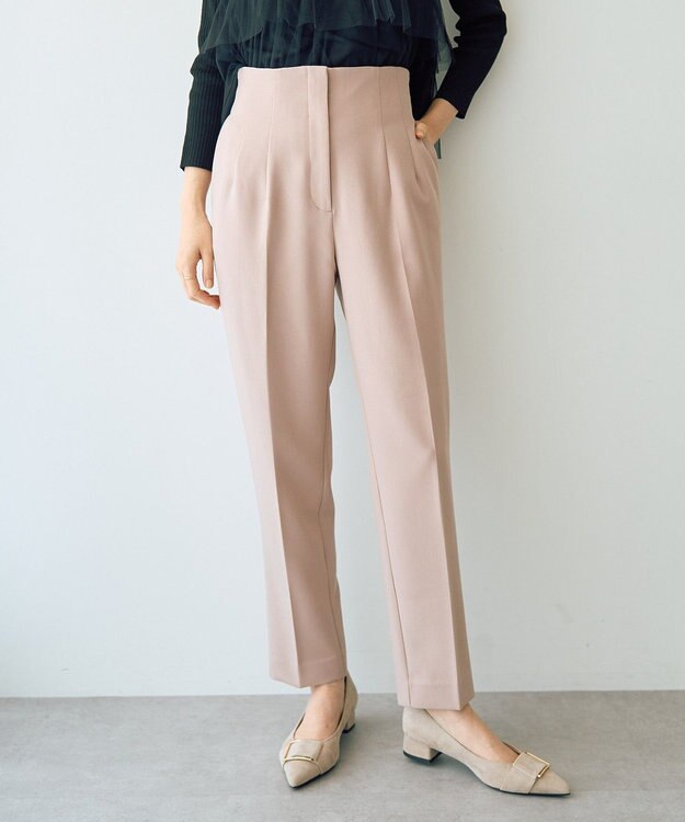 YECCA VECCA スタイルアップテーパードパンツ Pink Beige