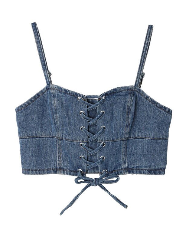 earth music&ecology レースアップデニムビスチェ Indigo