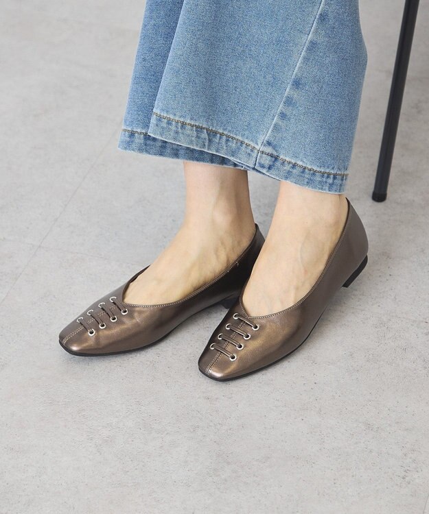 AMERICAN HOLIC スクエアトゥレースアップパンプス Bronze
