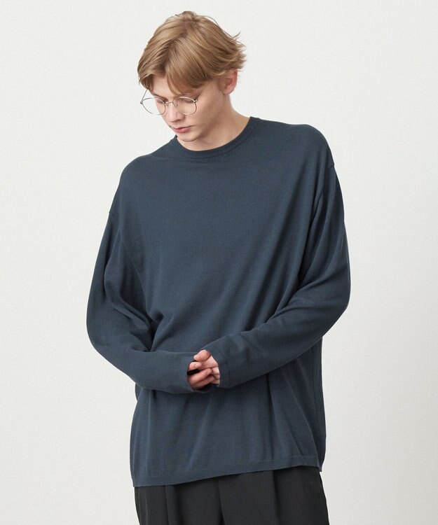 ATON COTTON SILK CASHMERE | クルーネックセーター - UNISEX NAVY