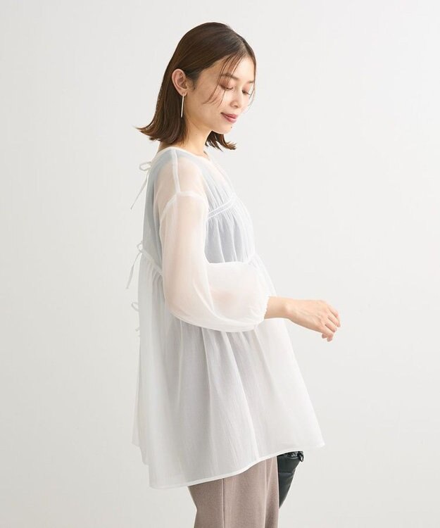 Green Parks ２ＷＡＹ　シアーギャザーチュニック Off White