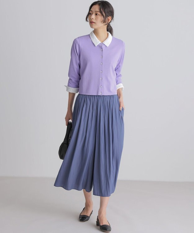 組曲 【WEB限定】フラワーチュールブラウスライク カットソー アイボリー系