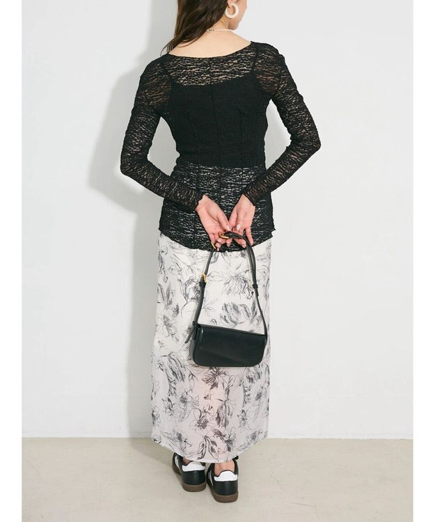 Green Parks カットワークデザインレーストップス Black