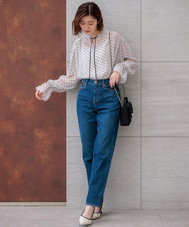 23区 【洗える】クレープドットフロッキー ブラウス ベージュ系