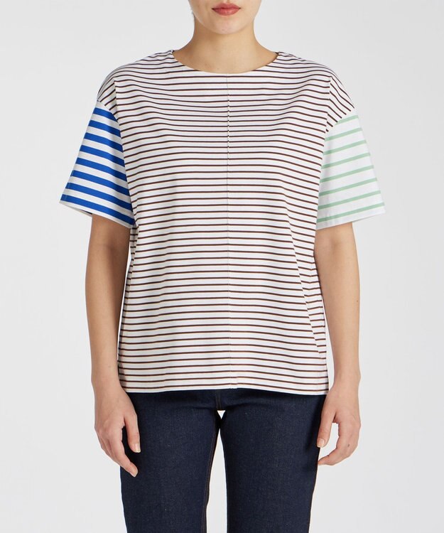 Paul Smith ミックス ボーダー 半袖Tシャツ ブラウン