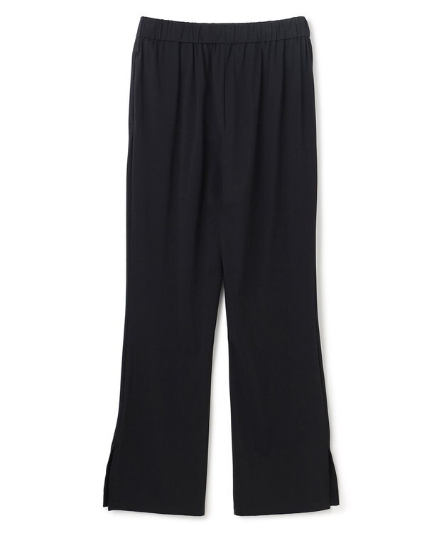 UNFILO L 【ウエストゴム】ドライトリコット セミフレアパンツ ブラック