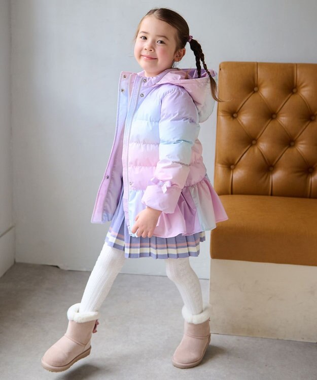 ANY KIDS 【洗濯機OK】中綿リボンコート レインボー