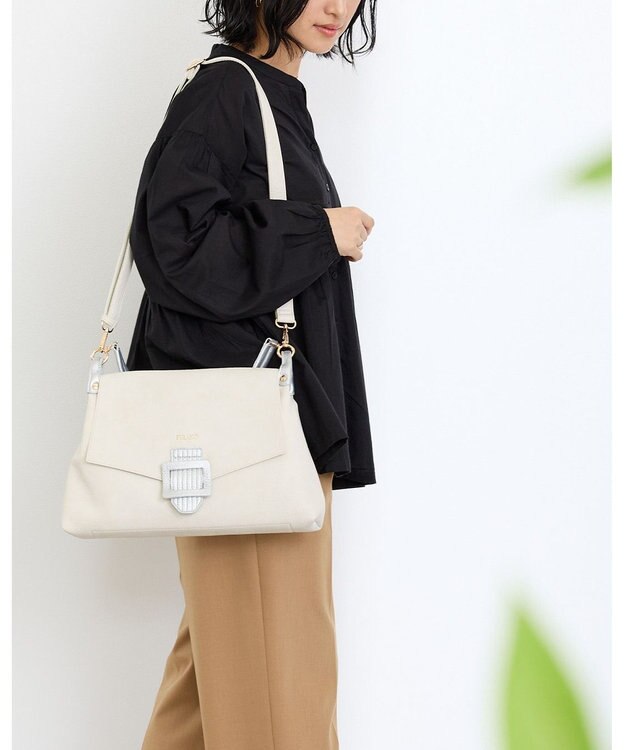 MioFIRANO バックル付きフラップトートバッグ 2WAY　FIRANO フィラノ IVORY