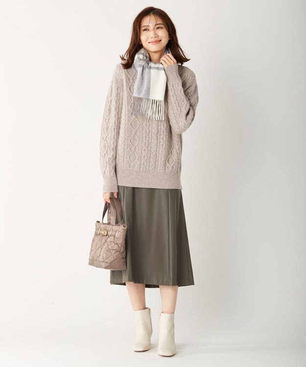 J.PRESS LADIES 【WEB限定・洗える】BARTOLOZZI ポリエステルレザーII スカート ブラウン系