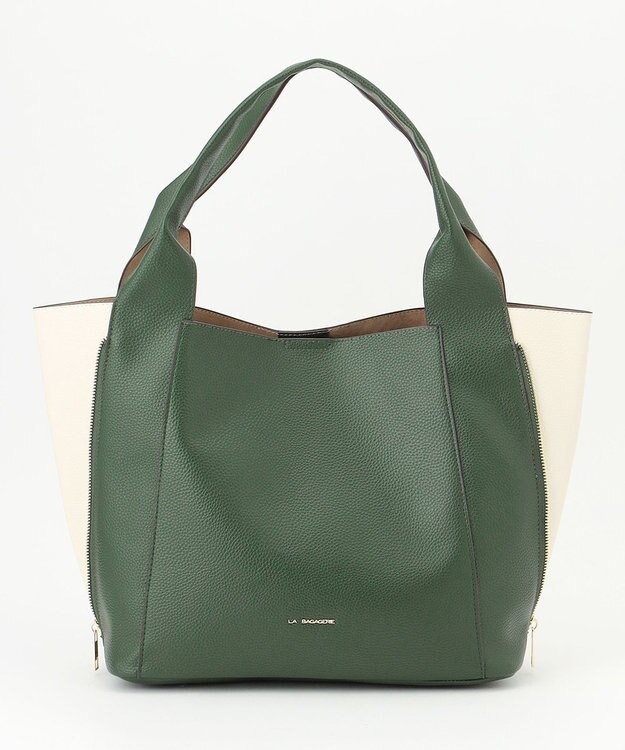LA BAGAGERIE コンビカラー　ライトウェイトトート グリーン