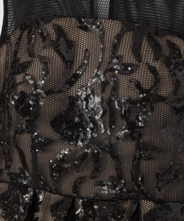 GRACE CONTINENTAL スパンコールエンブロイダリードレス ブラック