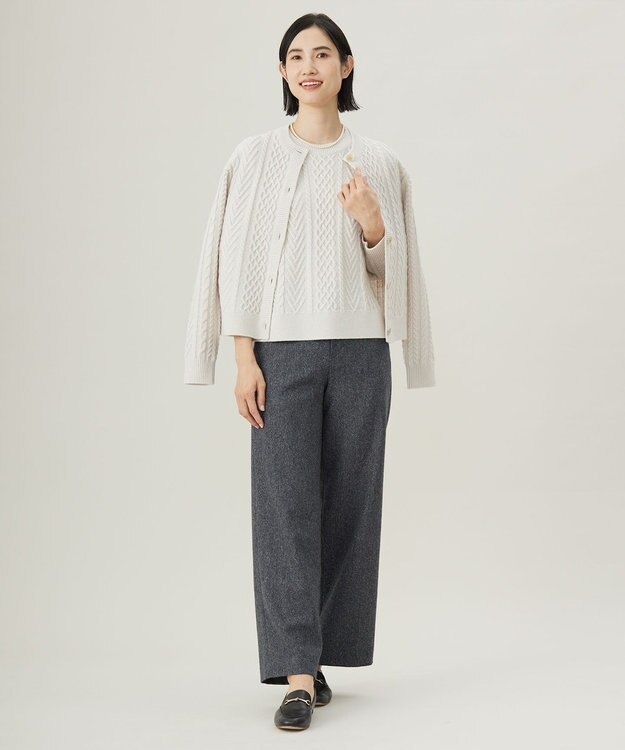 J.PRESS LADIES L 【WEB限定カラーあり・洗える】EIGER CORD ALAN クルーネックプルオーバー ニット オフ系