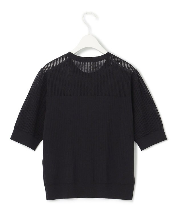 ICB L 【洗える】 レースニットトップス ブラック系