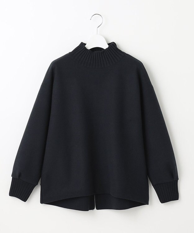 J.PRESS LADIES ニードルパンチ ハイネック カットソー ネイビー系