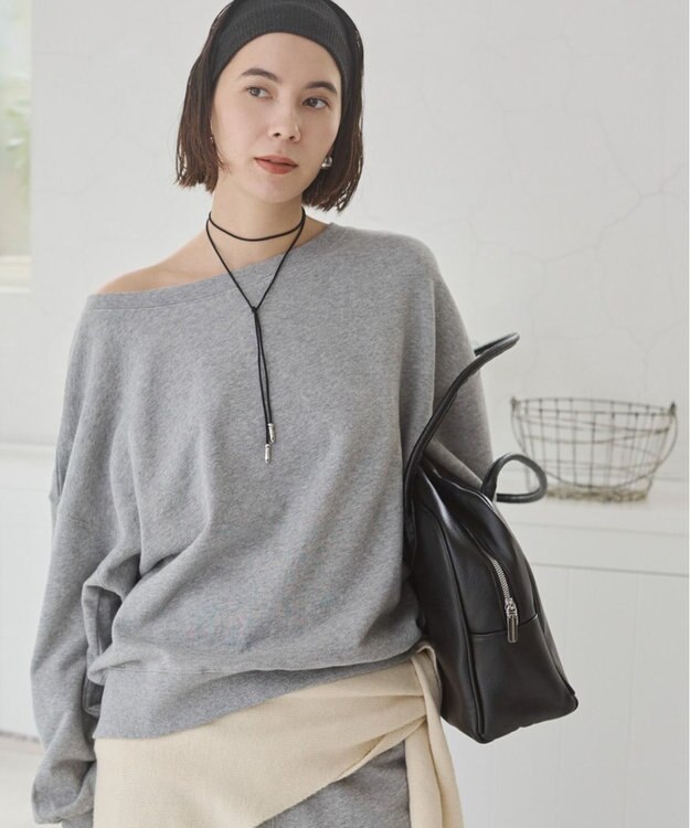 WEGO 【ANGIE VINTAGE/SETUP対応アイテム】オフショルダー裏毛スウェット 杢グレー