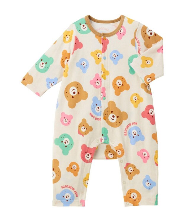 MIKI HOUSE HOT BISCUITS 【70-80cm】 カラフルビーンズ 総柄カバーオール マルチカラー