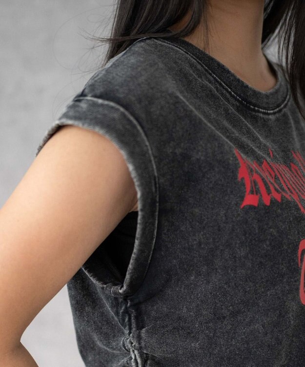 WEGO グラフィックノースリーブサイドドロストショートT 柄1