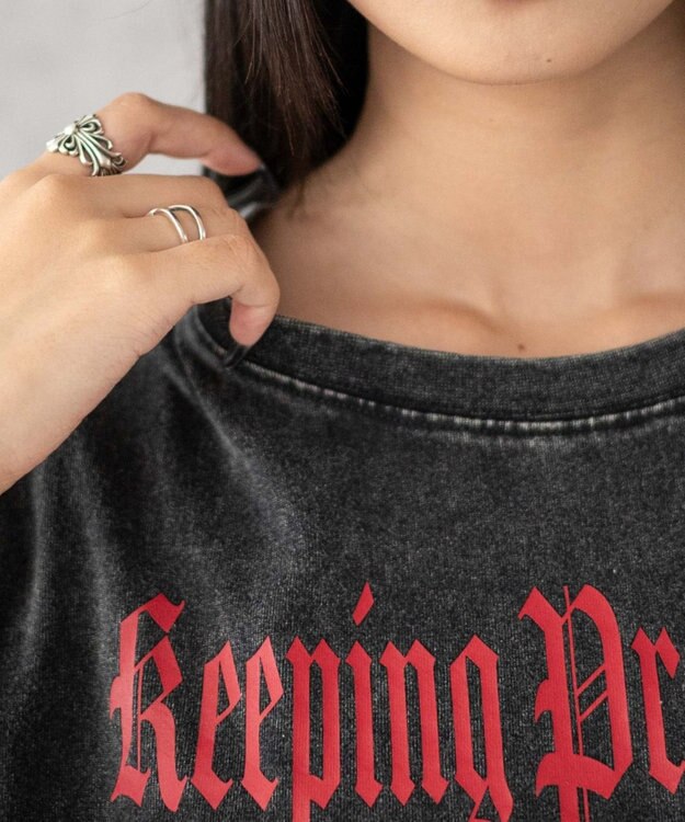 WEGO グラフィックノースリーブサイドドロストショートT 柄1