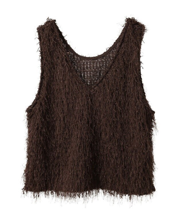 AMERICAN HOLIC 【前後2way】サイドスリットシャギーベスト Brown