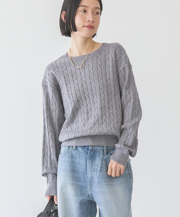 AMERICAN HOLIC バイパチケーブルニットプルオーバー Light Gray Mixture