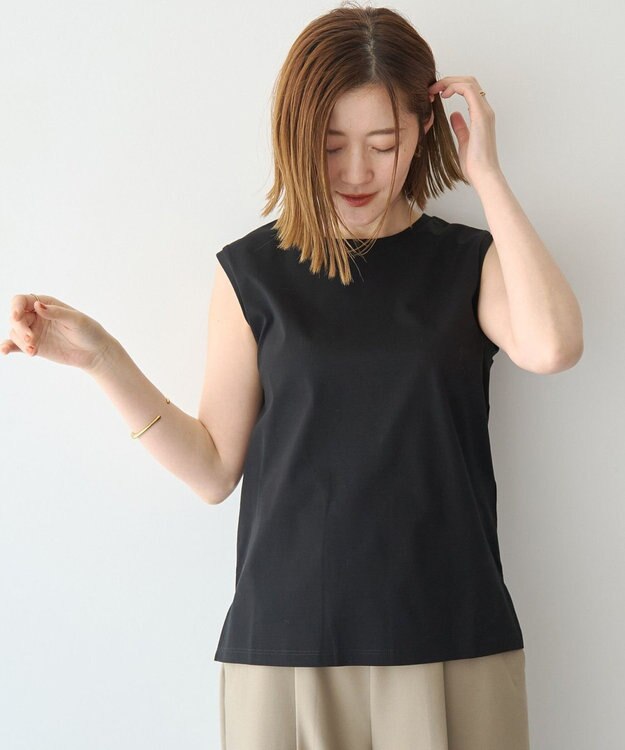 YECCA VECCA コットンスムースノースリーブトップス Off White