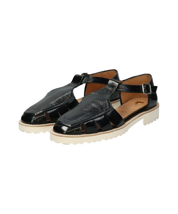 INTER-CHAUSSURES 【PASCUCCI】ソフトスクエアトウグルカシューズ ブラックエナメル