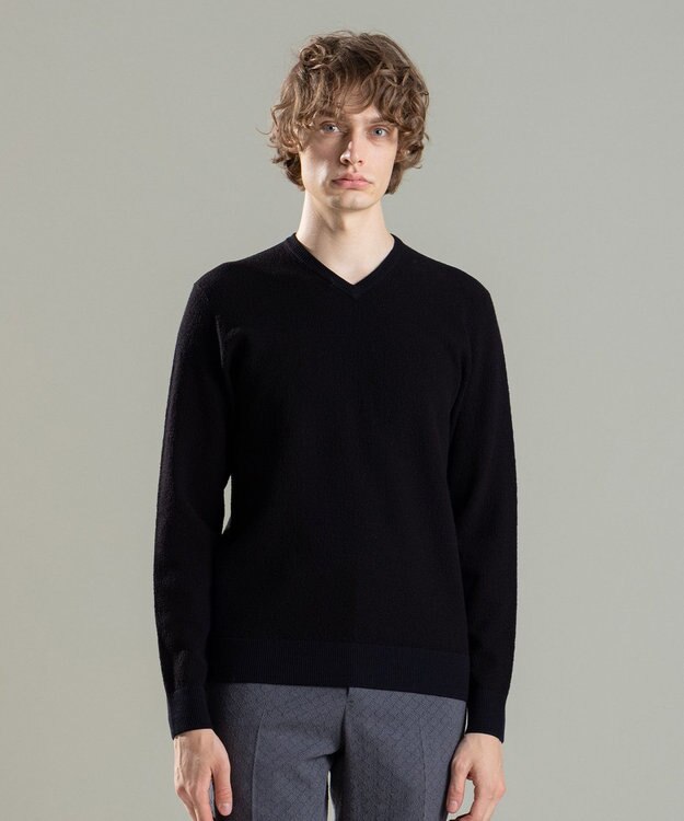JOSEPH HOMME ライトアムンゼン　Vネックニット ブラック系