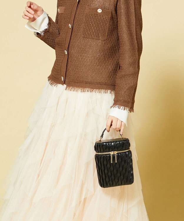 LA BAGAGERIE 【MONICA】ランダムプリーツバニティバッグ ブラック