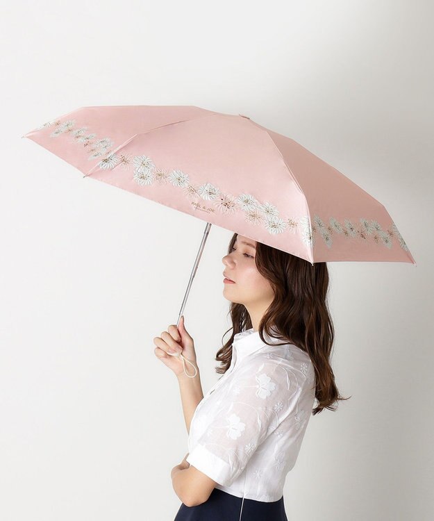 MOONBAT 【WEB限定/一級遮光99.99%】晴雨兼用折りたたみ日傘 ポール&ジョー(PAUL & JOE ACCESSOIRES)クリザンテーム/バイカラー 雨の日OK 遮熱 簡単開閉 UV 晴雨兼用 ピーチ