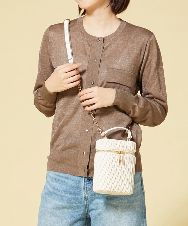 LA BAGAGERIE 【MONICA】ランダムプリーツバニティバッグ アイボリー