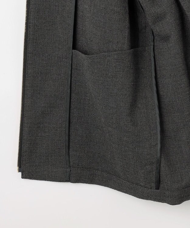 自由区 L 【17号サイズまで展開】ライトブッチャーノーカラー ブルゾン チャコールグレー