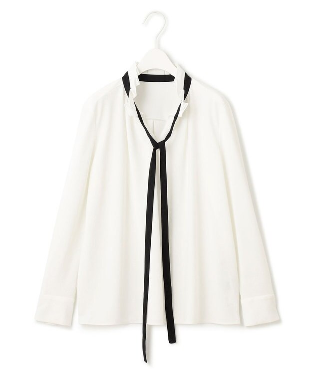 ICB 【洗える】マラボーテジョーゼット デザインカットソー オフホワイト系