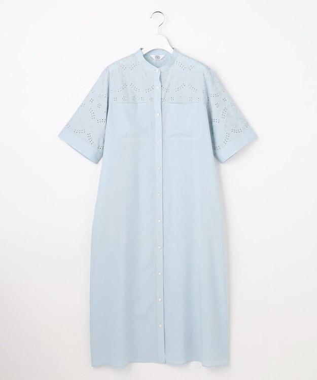 J.PRESS LADIES 【WEB限定カラーあり】エンブロイダリー シャツ ワンピース 【WEB限定】サックスブルー系