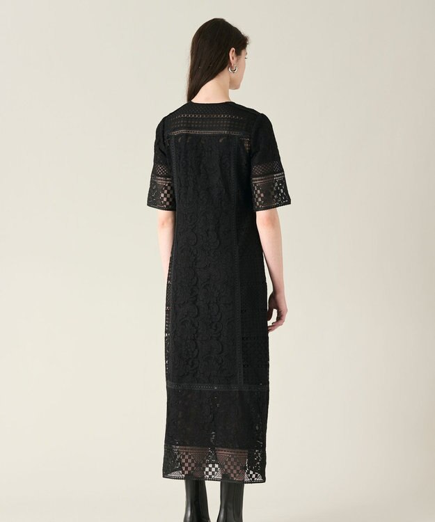 GRACE CONTINENTAL コンビレースVネックワンピース ブラック