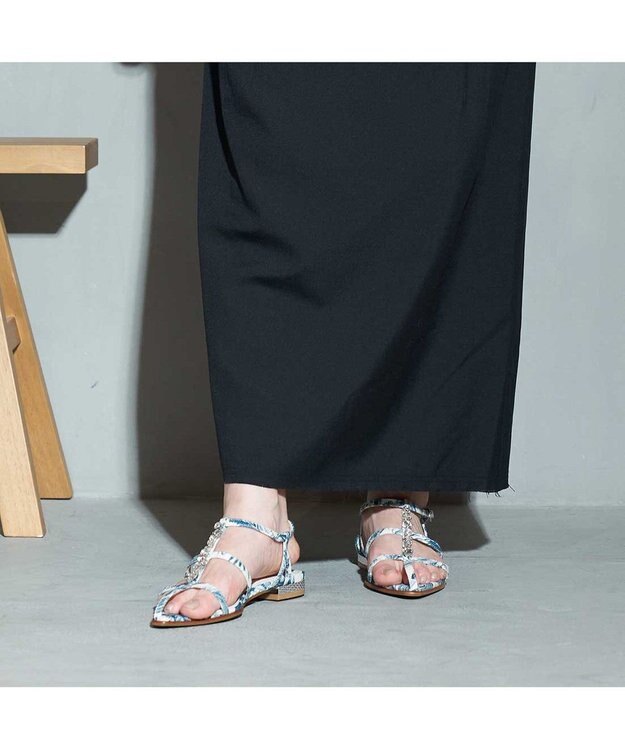 MODE ET JACOMO <MODE ET JACOMO>ポインテッドトゥTストラップサンダル アイボリーキジ