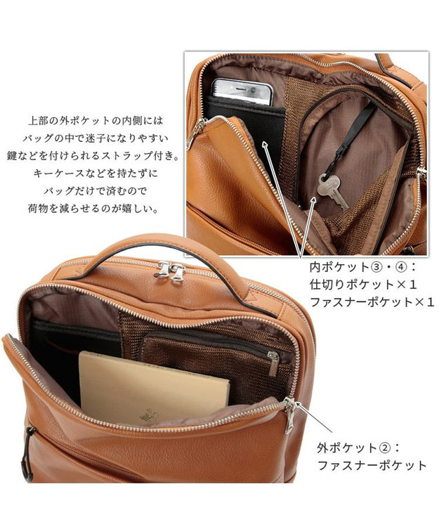 UNBILLION 【テレビ ドラマ着用アイテム】Otias アンティークタイプ合皮Bizリュック キャメル