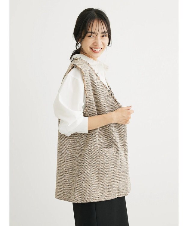 Green Parks ツイードベスト Beige