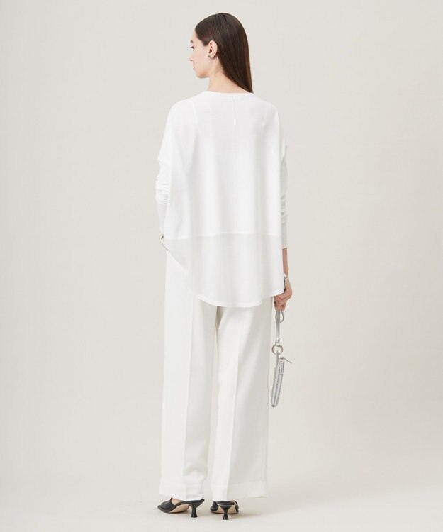 ICB L 【洗える】 ヴィスコースワイド シアーコンビプルオーバー オフホワイト系