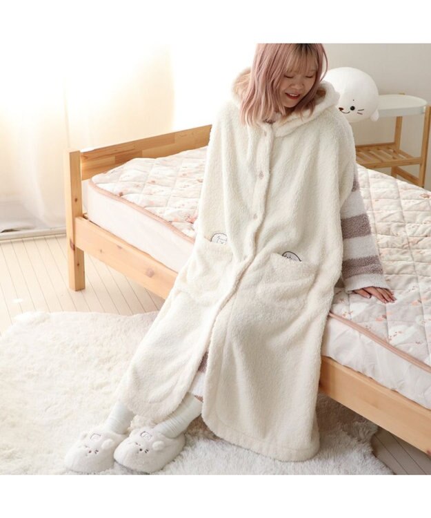 Mother garden あったか 袖なしケープ 《しろたん＆羊》レディース フリーサイズ ホワイト