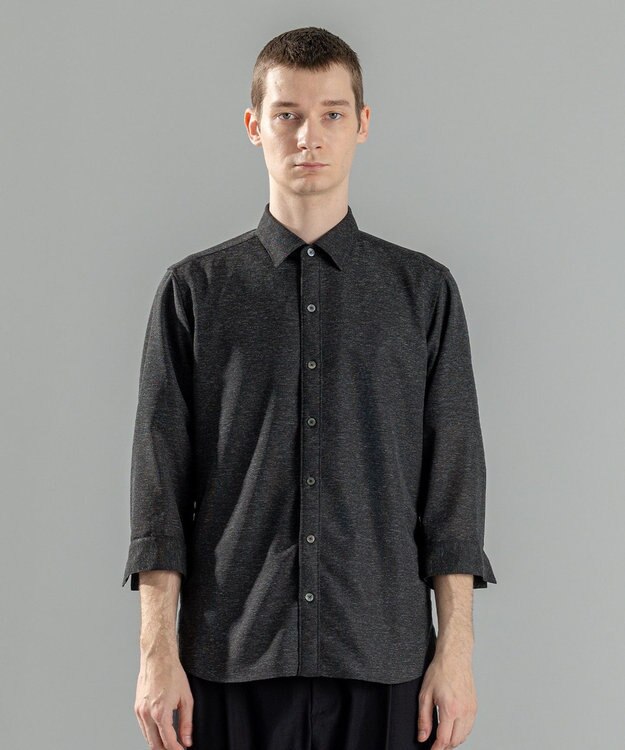 JOSEPH HOMME 新型・新素材【軽量/通気性/清涼感/洗える/ストレッチ】レノクロスストレッチ　7分袖レギュラーカラーシャツ ブラック系