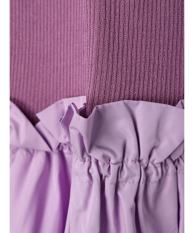 Green Parks ランタン型ニットドッキングタフタワンピース Lavender