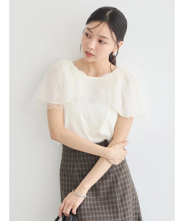 earth music&ecology チュールレイヤードプルオーバー Ivory