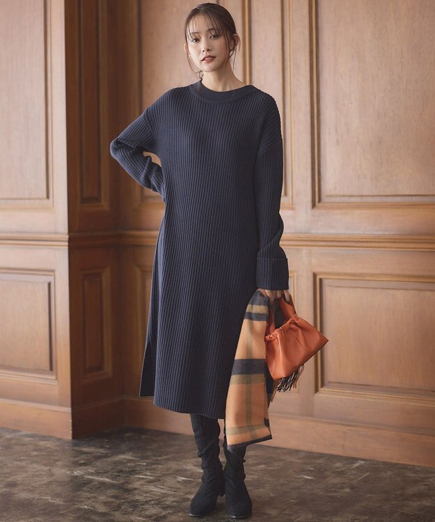 組曲 バルキーニット ワンピース ネイビー系